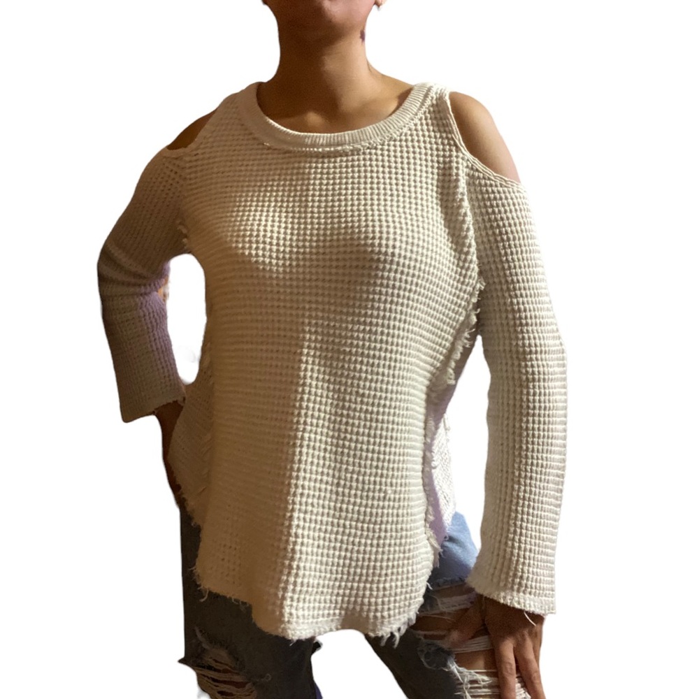 Cute cold shoulder long sleeve sweater